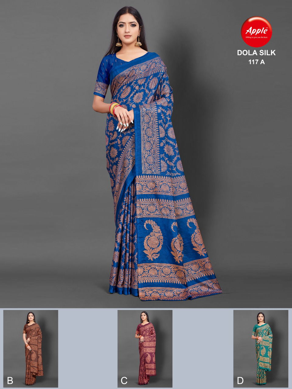 Apple Dola Silk 117 Festive Wear Wholesale Dola Silk Saree Collection
